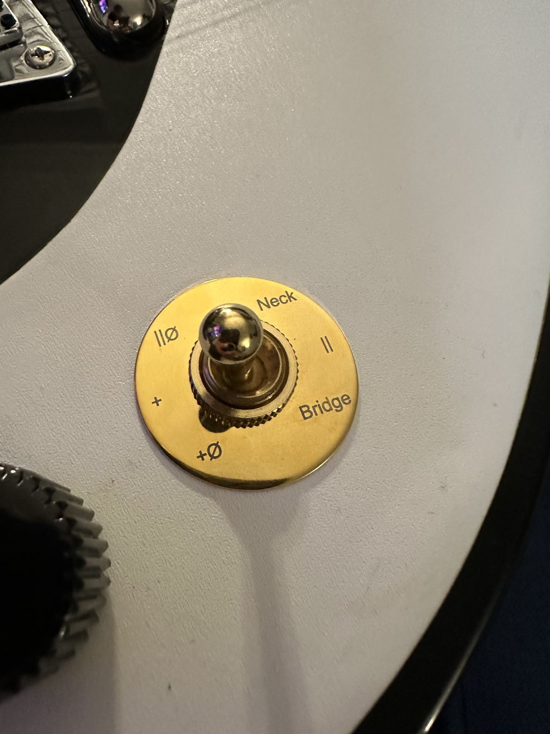 The custom laser etched switch plate.