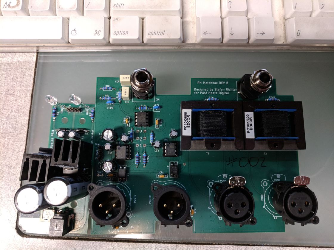 An assembled board with its connectors mounted.