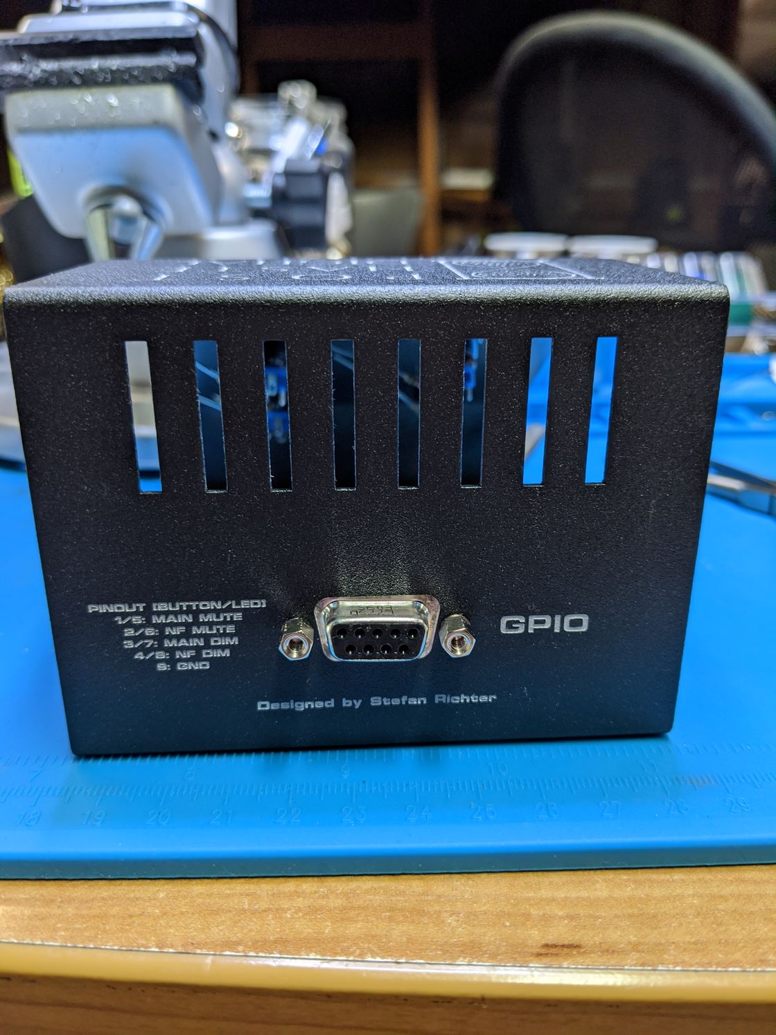 The rear of the switch enclosure with its GPIO connector.