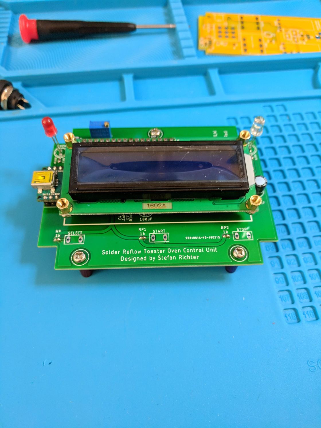 The controller board with its display fitted.
