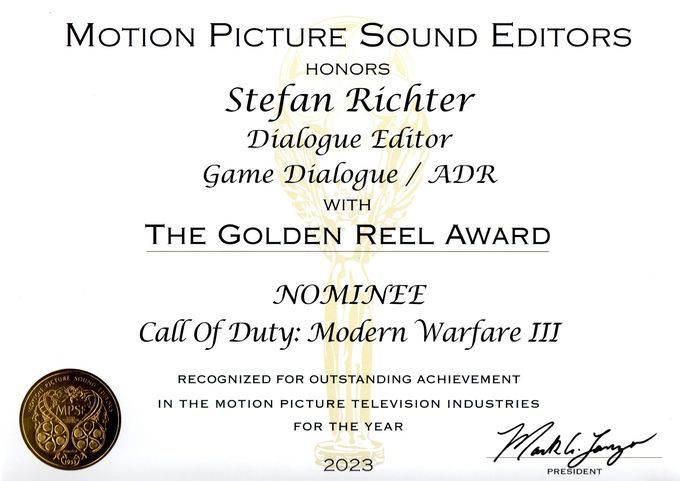 MPSE Golden Reel Award Nomination artwork